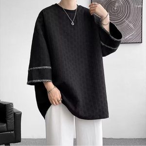 Camisetas masculinas foufurieux primavera verão camisetas masculinas mulheres mulheres de grande porte coreano de camiseta solta casual sete mangas machos camisetas brancas