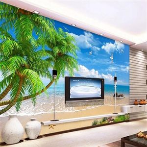 3D Sea View Wallpaper Maldiverna Seascape Modern Home Decoration vardagsrum sovrum kök målning väggmålning tapeter vägg täcker1991