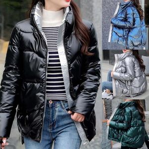Women's Down Coat Side Zipper High Low Hem Bright Surface Jackets Autumn Winter Quality Stand Collar Puffer Jacket Outerwear