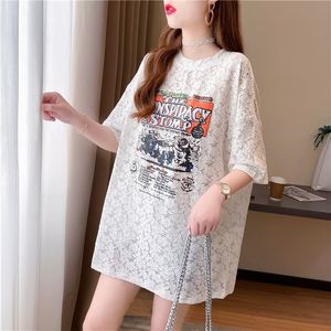 Männer T-Shirts 0865 Weiße Spitze T Frauen Dünne Sexy Perspektive Frauen T-Shirt Gedruckt Vintage Kurzarm T-Shirt Sommer 230421