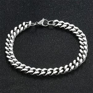 Charm Bracelets Mens Bracelet Stainless Steel Curb Cuban Chain for Fashion Steel Color Bracelet Women Jewelry Gift 231121