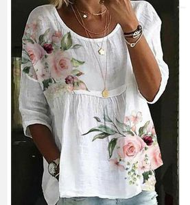 Camicette da donna Camicia ampia alla moda Donna Elegante girocollo stampato Top casual per il fine settimana delle vacanze