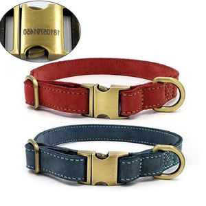 Superior Quality Leather Dog Collar Waterproof First Layer Frosted Cowhide Copper Buckle Laser-engravable Top Grade Pet Supplies Amnhn