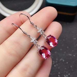 Dangle Earrings Simple Silver Pink Topaz Drop For Women Fine Jewelry 4x6mm Size Natural Gem Attractive Color Real 925 Party Gift