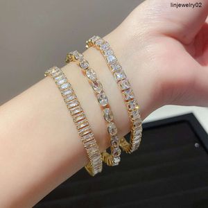 Gold Plated Geometric Crystal Bracelet Personality Sparkling Cubic Zircon Tennis Chain Bangle Bracelet For Women