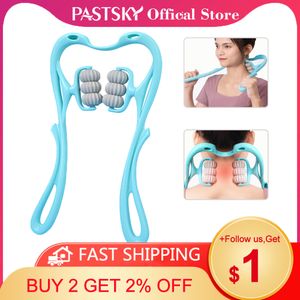 Back Massager 6 wheel Cervical Spine Neck Shoulder Shiatsu Body Relaxation Manual Roller Physiotherapy Pain Relief Health Care 230421