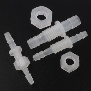 100pcs 3-8mm M6-M10 PP Thread PP Straight Connectors Hex Nut Aquarium Tank Air Pump Fittings Drinking Water Hose Pagoda Joints 201248d