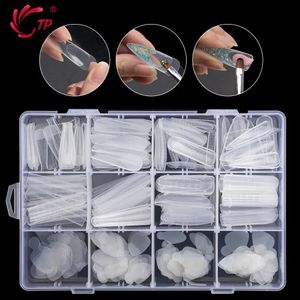 False Nails 192pcs Full Cover Nail Dual Forms Nail Duet System Quick Building Mold Tips for Gel Manicure Nail Design Salon DIY At Home 231121