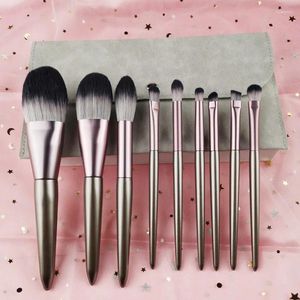 Makeup Brushes 9 Pcs Cosmetic Brush Set Eye Shadow Microcrystalline Silk Soft Bristle Wood Handle Beauty Tool