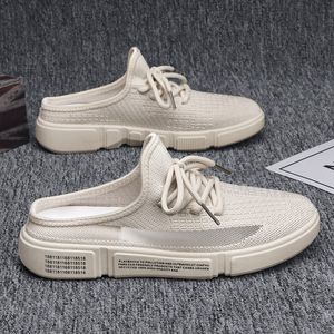 Dress Shoes Mens Brand Fashion Casual Cotton Fabric Mules Male Breathable Comfy Soft Half Slippers Slipon Leisure Cloth Sandles 230421