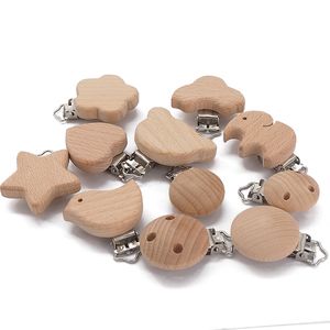 Baby Beißringe Spielzeug Chenkai 50 STÜCKE Holz Bär Blume Auto Herz Vogel Elefant Runde Stern Clips BPA-frei Für DIY Baby Natur Schnullerkette Geschenke 230422