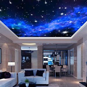 Teto interior 3d via láctea estrelas revestimento de parede personalizado po mural papel parede sala estar quarto sofá background282a