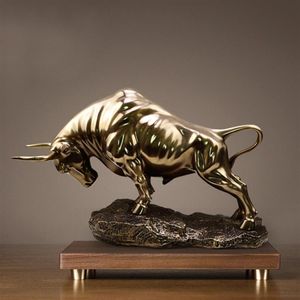 NEW Golden Wall Bull Figurine Street Sculptu cold cast copperMarket Home Decoration Gift for Office Decoration Craft Ornament320m