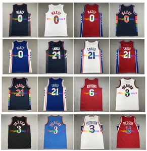 Tyrese Maxey Joel Embiid Basketball Jersey Allen Iverson Julius Erving Sixer Mitchell and Ness Throwback 2023 2024 City Size S-XXL