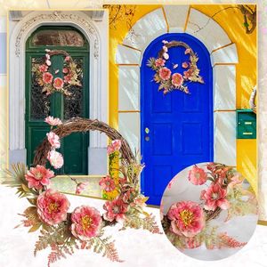 Decorative Flowers Spring Front Door Wreath Purple Thanksgiving Dried Vine