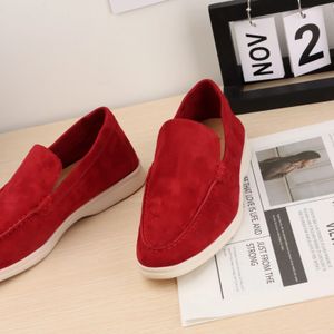 Klänningskor Vinterkvinnor Suede Flats Fashion Casual Mens LP Soft Sole Walking Italian Luxury Brand Designer bekväm lo 231121