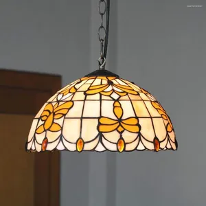 Chandeliers Style Vintage Ceiling Light Fixtures With Lamp Shade Stained Glass Decoration Pendant Hanging Lighting For Living