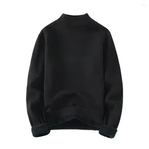 Men's Sweaters Fashion Sweater Warm Fleece Mock Neck Knitwear Casual Jumpers Long Sleeve Knitted Tops Winter Men Clothes