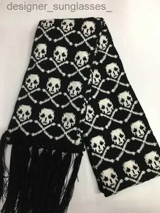 Scarves Dragon Skull Scarf Unisex Women Man Winter Knitted Pashmina Shl Black Acrylic Echarpe Luxury Female Skeleton Wr with FringesL231122