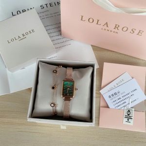 Zegarek wysokiej jakości luksusowy kwarc na rękę Laura Lola Small Green Watch Rose Watch Women Square Watches Watch Watchs Evergreen Rattan