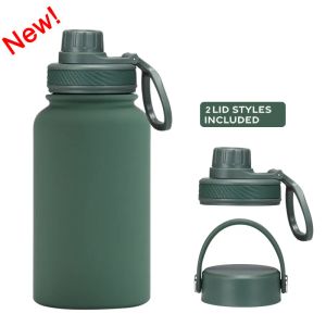 Portable Double Layer Vacuum Insulated Cup Stainless Steel Water Bottle 2 Covers Thermal Flasks Coffee Mug Hot Cold Drinks