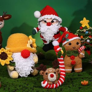 Konst och hantverk DIY Handgjorda virkade vävda julmaterial Paket Julgran Snowman Toy Crochet Set Christmas Living Room Decoration 231121