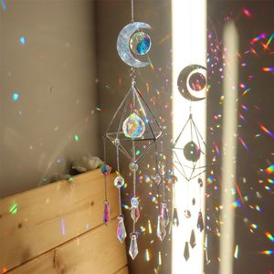 Garden Decorations Sun Catchers Crystal Windchimes Pendant Light Catcher Rainbow r Hanging Curtain Wind Chimes Home Decoration 230422