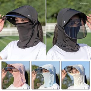 Breda brim hattar kvinnor sol visir hatt dubbelskikt pvc anti-uv ihålig topp sommar mössor huvud hals omslag strand