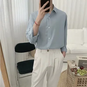メンズカジュアルシャツ韓国版ビジネス用途トップトップルーズ長袖ポケットソリッドカラーシンプルな通勤トレンドシャツ