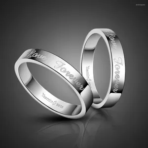 Küme halkaları moda 925 sterling gümüş sonsuza dek aşk nişan yüzüğü sağlam çift kadın veya erkek tek toptan takı