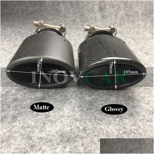 Muffler 1 Pcs Oval Slanted Exhaust Pipe Carbon Fiber Exhausts Pipes Car Stainless Black Tips For Double Tip Drop Delivery Mobiles Mo Dh82U