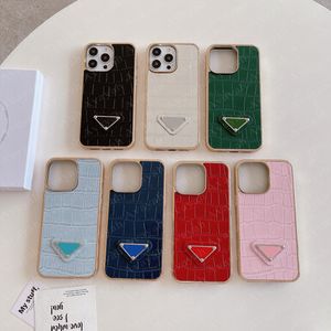 Top Fashion Polish Crocodile PU Leather Phone Case for iPhone 15 14 13 12 11 Pro Max X Xs XR 8 7 Plus Back Protection Shell Soft Electroplated TPU Frame Triangle Cover