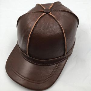 Ball Caps 2023 Brand Style Real de couro genuíno masculino Cap sboy /boina chapéu de inverno chapéus quentes h001