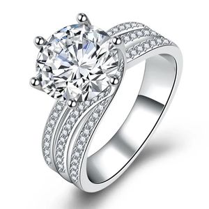 Anel de prata esterlina 925 5 moissanite, configuração de luxo com diamante sintético, anel de diamante, aliança de casamento, anel feminino