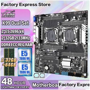 マザーボードX99 2 E5 2696 V4および32GB 64GB DDR4 ECC REG 213Hz RAMサポートIntel LGA 2011-3 V3 /V4 CPU KIT D DHPOHをサポートするデュアルマザーボードセット