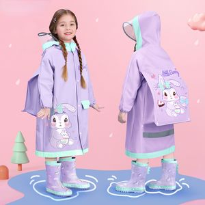 Raincoats Large Brim Children's Raincoat for Girls and Primary School Students Full Body Waterproof Big Children's Raincoat with Schoolbag 230421