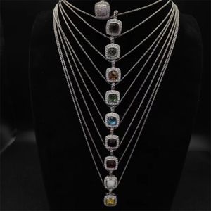 925 Silber Kreuz Anhänger Designer DY Halskette Totenkopf Kopf Set Diamant Gold Sonnenblume dy Halskette für Damen Mode Vintage Twisted Chain Schmuck Weihnachtsgeschenk