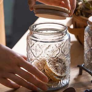 Storage Bottles Sealed Glass Jars With Lids For Coffee Can Square Candy Biscuits Pot Kitchen Mason Jar Food Container Bulk Cereals