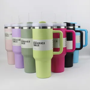 wholesale New Quencher H2.0 40oz Stainless Steel Tumblers Cups With Silicone Handle Lid and Straw 2nd Generation Car Mug Vacuum Insulated 40 oz Water Bottles with logo