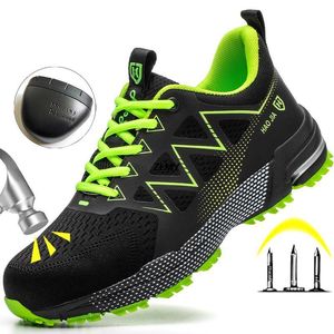 Butów ubierania się Bezpieczeństwo Antyplip Mężczyźni stalowe palec nakłucia oddychające buty robocze Man Construction Male Sneakers 230421