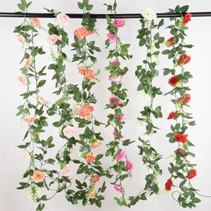 Fiori decorativi 220 cm Fiore artificiale Edera Vite String Arco fai da te Ghirlanda Decorazione di nozze Pianta finta Fogliame Decorazione appesa a parete per la casa