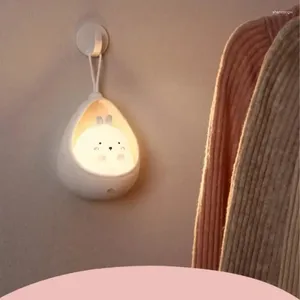 Luces nocturnas con Control de Sensor, lámpara de inducción humana de animales bonitos para dormitorio de niños, LED de pared de silicona recargable por USB