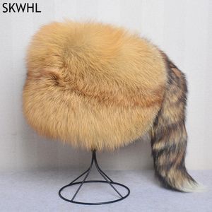 Beanie Skull Caps Men Real Fur Beanies Hat Mongolian Unique Process Tail Design lyxiga vinter Varma hattar för modebomber 231121