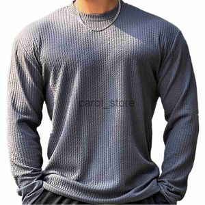 Men's T-Shirts Autumn Winter Casual T-shirt Men Long Sleeves Solid Shirt Gym Fitness Bodybuilding Tees Tops Male Fashion Slim Stripes Clothing J231121