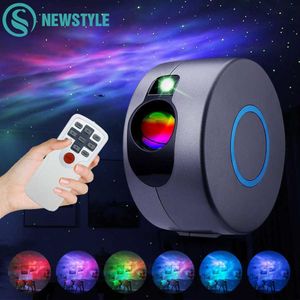 Laser Galaxy Starry Sky Projector Rotating Water Waving Night Light Led Colorful Nebula Cloud Lamp Atmospher Bedroom Beside Lamp H314l