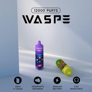France Italy Spain Hungary wholesaler waspe puff vape 12000 puffs vapor kit 10K 12K puff RGB light running disposable vape