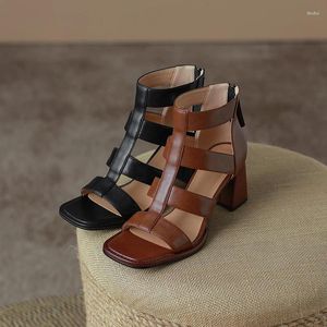 Sandaler Summer Retro Women's 6cm Thick High High Heels Fashion Elegant Shoes Women Concise High-kvalitet Factory Outlet LX88