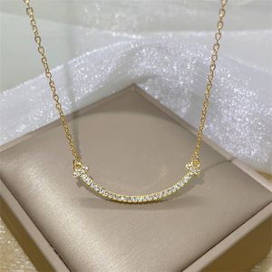 New Trendy Micro Pave Smile Pendant Necklace Wedding Jewelry for Women Gift