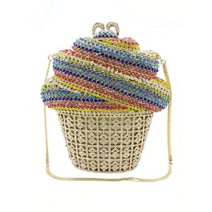 Borse da sera Portafoglio in cristallo gelato appena arrivato pochette con strass da donna cupcake borsa per le vacanze estive borsa con catena in metallo 231122