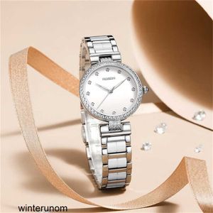 ROSDN Par Watches Rosdn Watch Women's Simple Mångstile Quartz Watch Steel Band Waterproof Women's Watch Gift L3746 Presentlåda med Rose Gold White Face HB1S